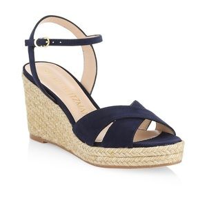 Stuart Weitzman Rosemarie Leather Sandal (Women) - 7B, Nice Blue